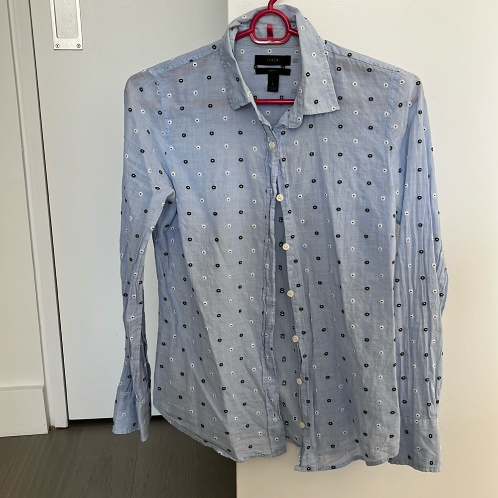 JCrew perfect fit dot blouse